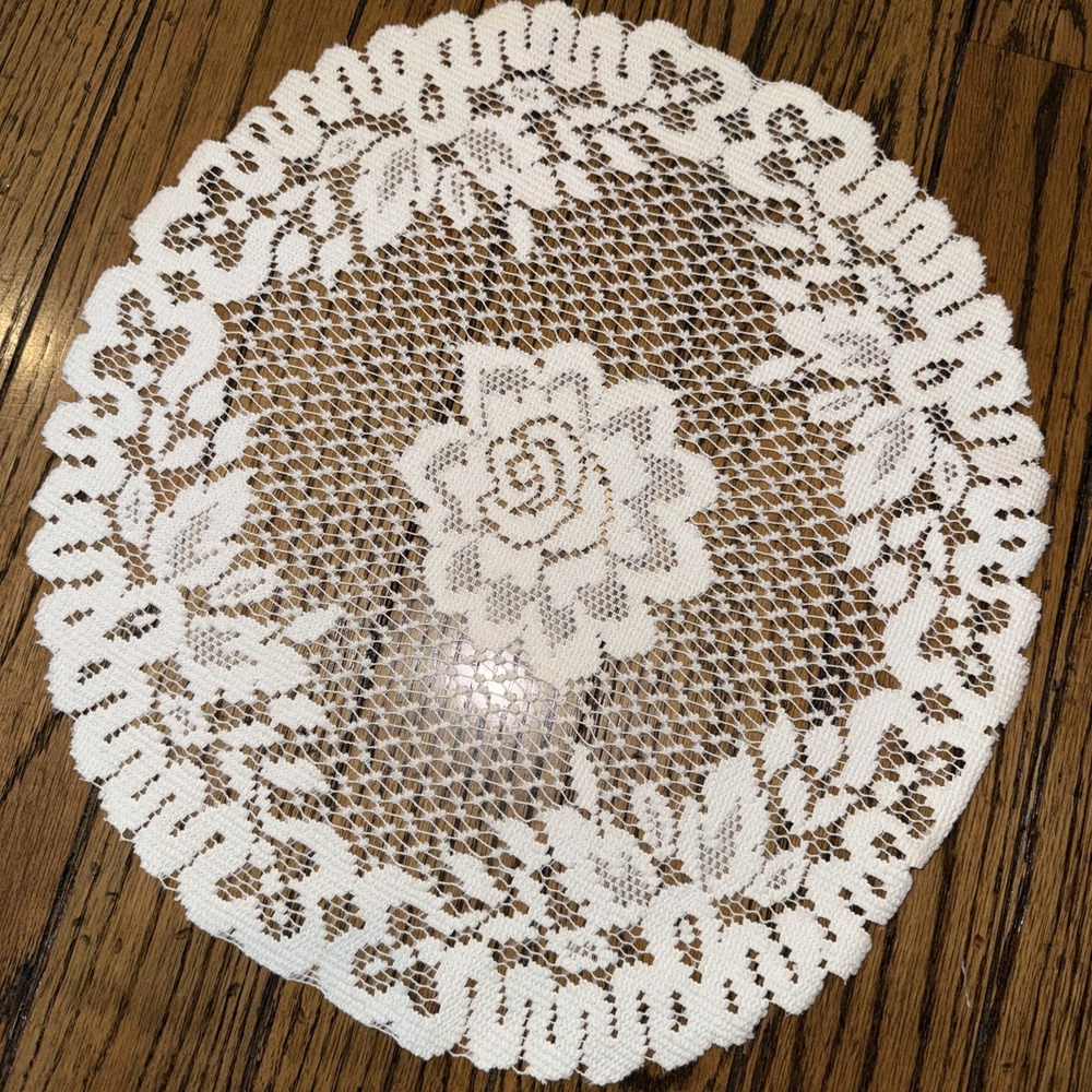 Heritage Lace Doily Off White 14" Floral Victorian Rose Collection Round